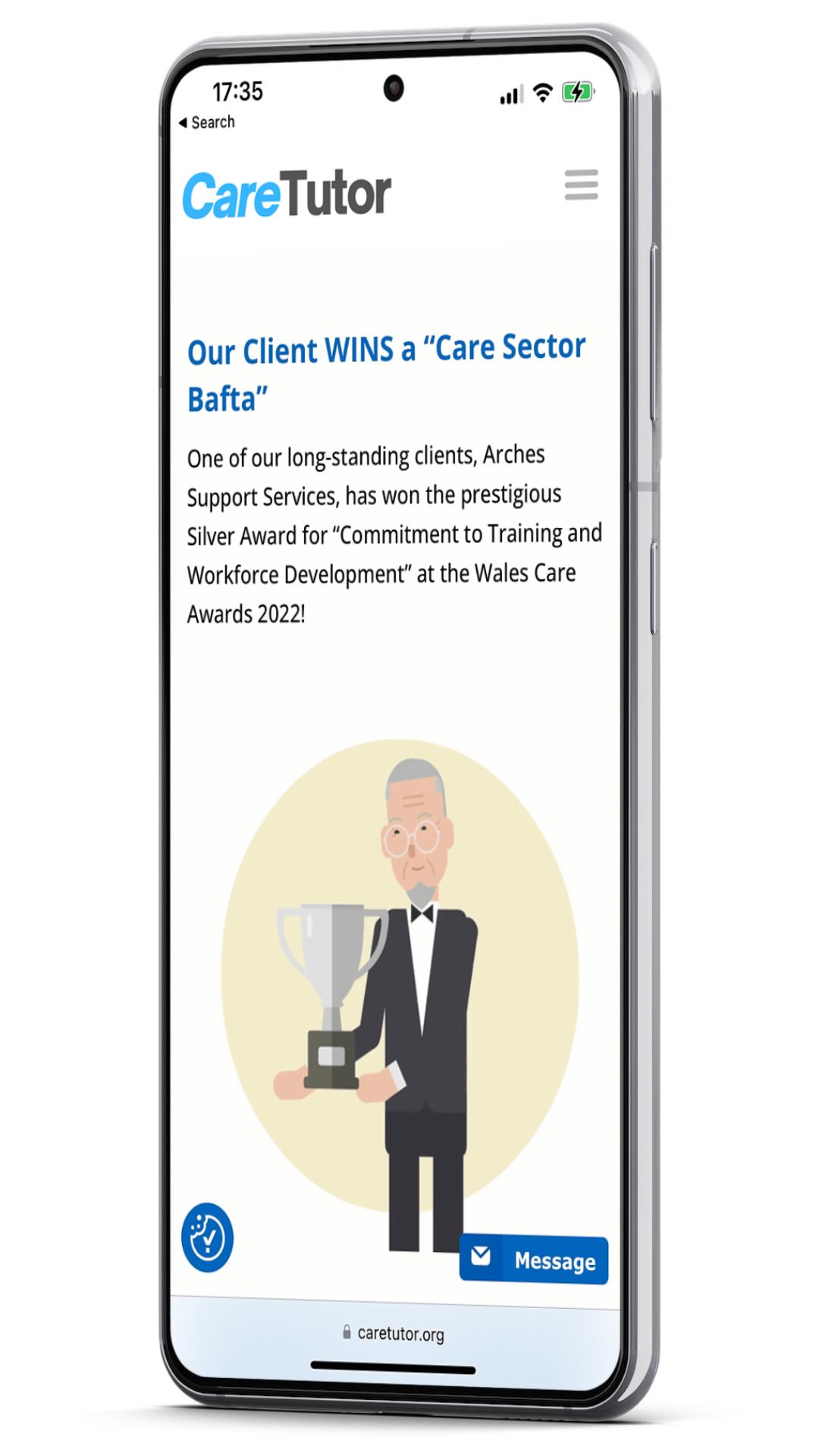 CareTutor's New Website - Mobile View of our home page